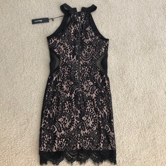 Shinestar Black Lace Dress with Sheer Details - Picture 5 of 6